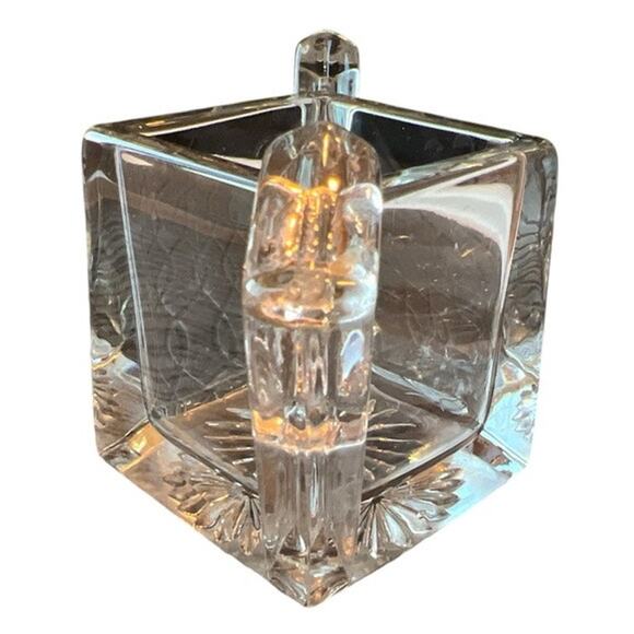 Heisey Clear Quatro Fine Crystal Open Sugar Bowl Vase Heavy Glass Square Handles - Picture 5 of 12